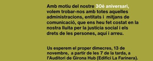 Acte institucional pels 30 anys de la Coordinadora d'ONG Solidàries